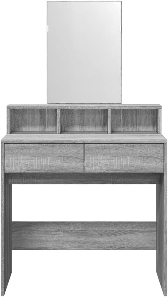 AJJHUUKI Coiffeuse avec miroir Gris Sonoma 80 x 41 x 144,5 cm - Meubles, armoires et rangement, coiffeuses pour chambre à coucher