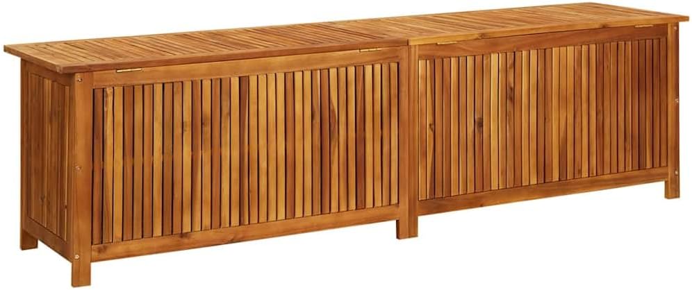 vidaXL Bois d'Acacia Solide Boîte de Rangement de Jardin Banc de Stockage Boîte d'Oreillers Coussins Couverture Extérieur 200x50x58 cm