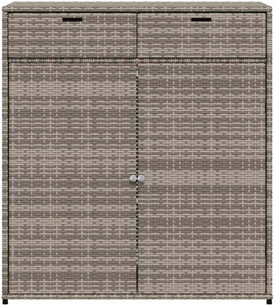 vidaXL Armoire de Rangement de Jardin, Organisateur de Terrasse avec Porte, Meuble d'Extérieur Patio Arrière-Cour, Gris Résine Tressée
