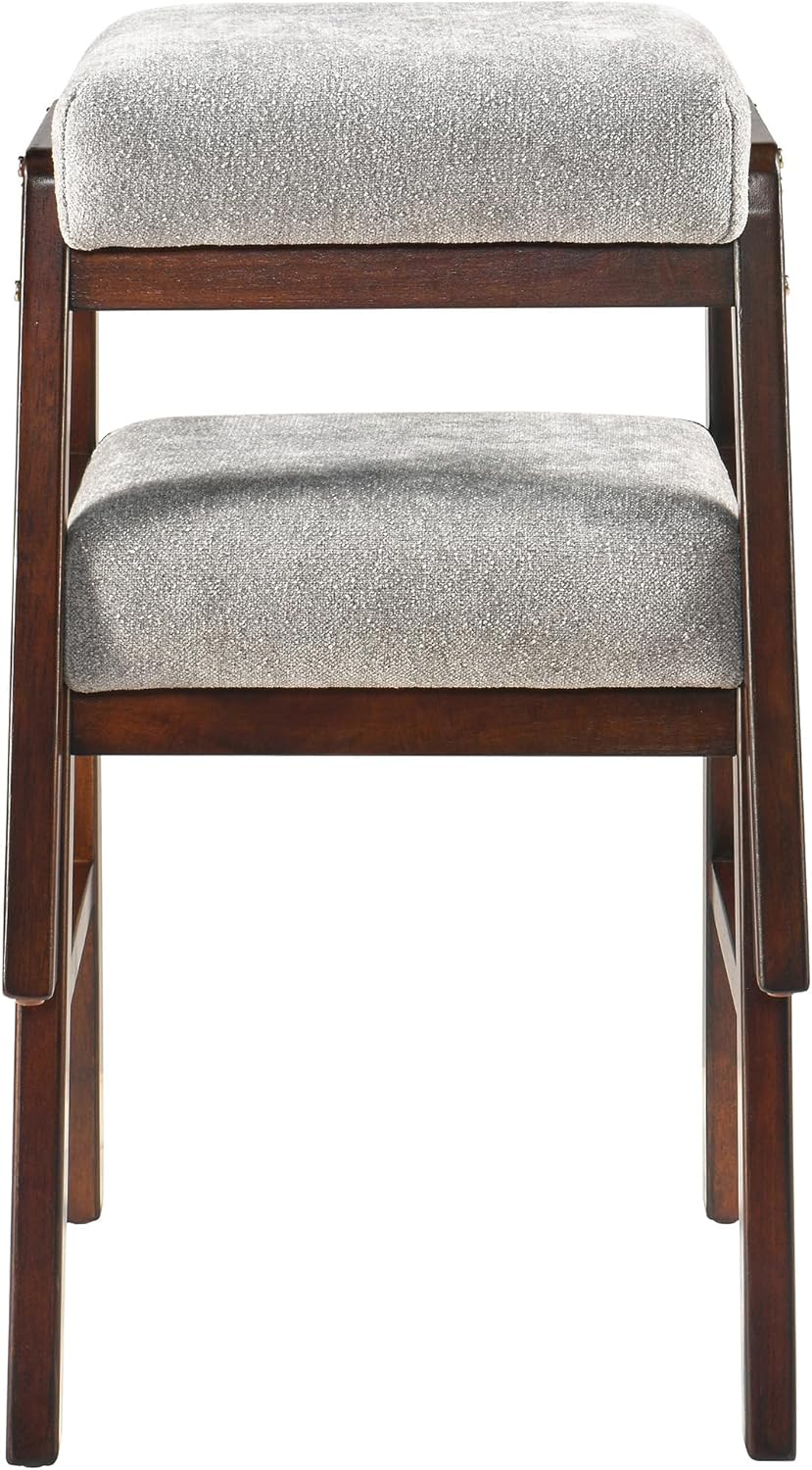 Banc de coiffeuse avec pieds en bois massif - Tabouret ottoman rembourré pour maquillage, salon, salle à manger et entrée - Élégant siège de coiffeuse et repose-pieds pour décoration d'intérieur