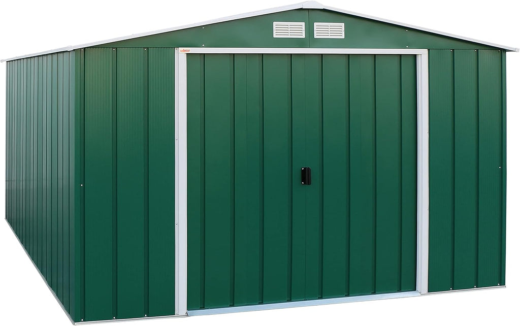 Duramax ECO Abri de jardin en métal galvanisé à chaud avec structure de toit renforcée et solide Vert 10 x 12 cm