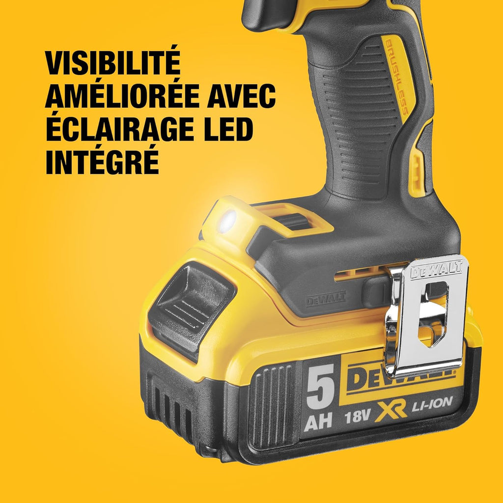 Kit Double18V XR Brushless – Comprend une Perceuse à Percussion Brushless, une Visseuse à Chocs, une Boîte de Rangement, un Chargeur Multivoltage et Deux Batteries XR 5Ah, DCK266P2-QW