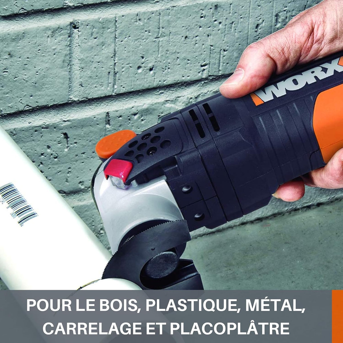 WORX Outil Multifonctions Sonicrafter F50 450W WX681, Pour Couper, Polir, Poncer, Gratter, Enlever, Multimatériaux, Accessoires universels, Livré Avec Coffret de Rangement et 39 Acessoires