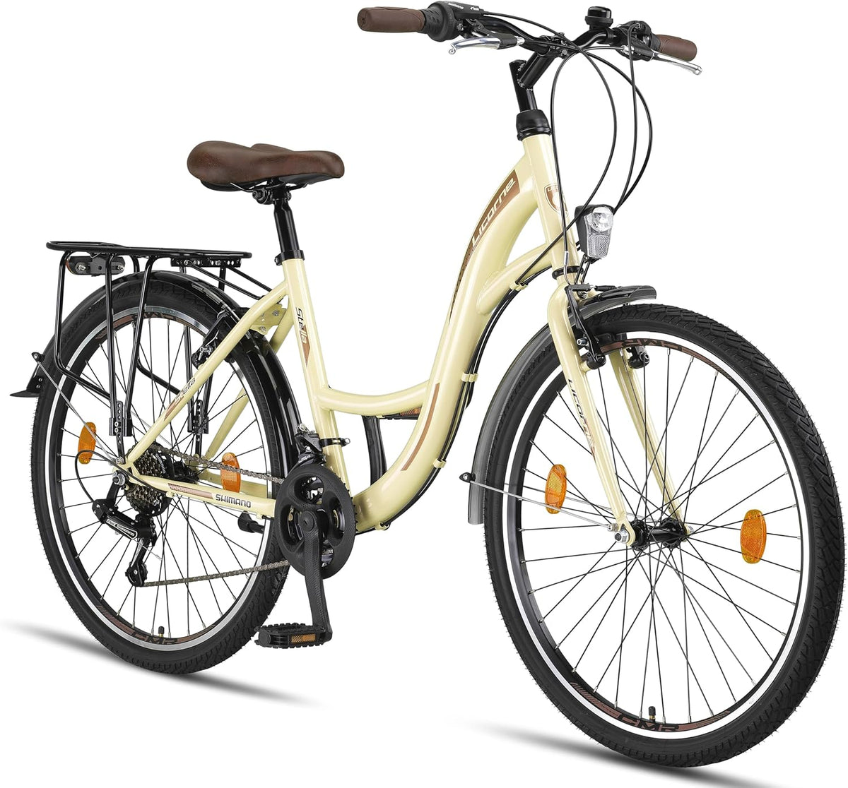 Licorne Bike Stella Premium City Bike 24,26 et 28 pouces – Vélo pour filles, garçons, hommes et femmes – Dérailleur Shimano 21 vitesses – Vélo hollandais