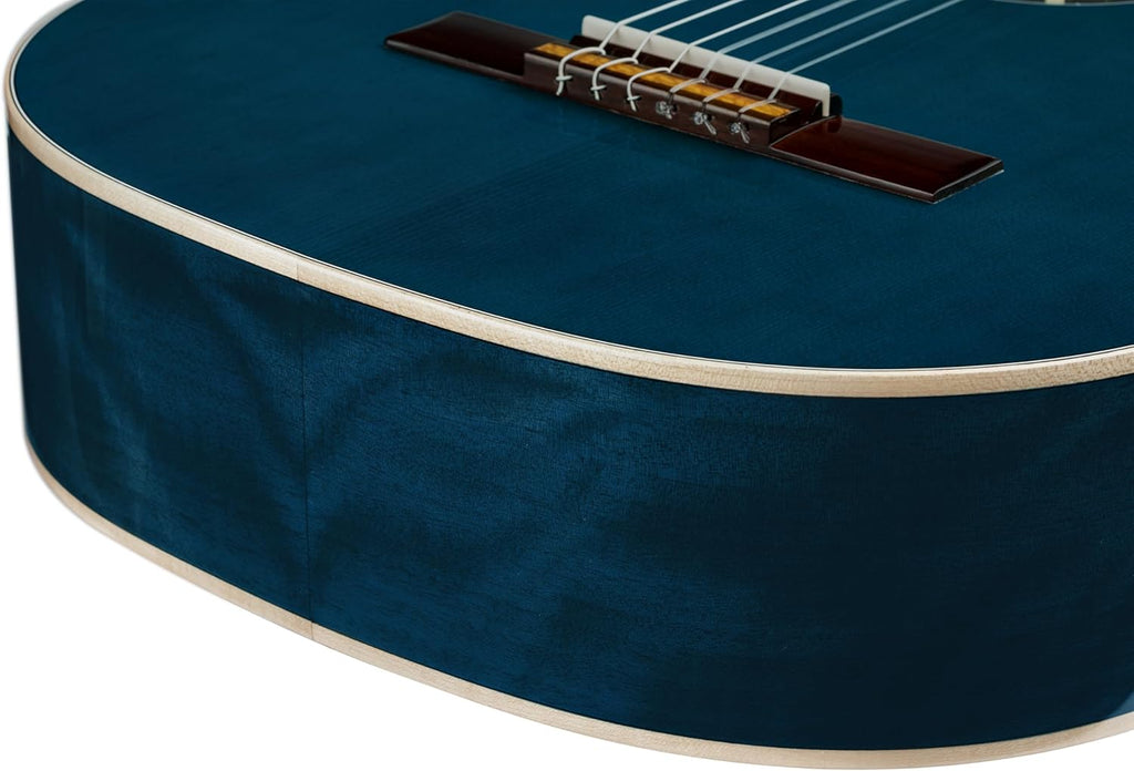 Ortega Guitars Guitare Classique 4/4 - Slim Neck - Family Series - Housse Incluse - Épicéa / Acajou, Bleu R121SNOC