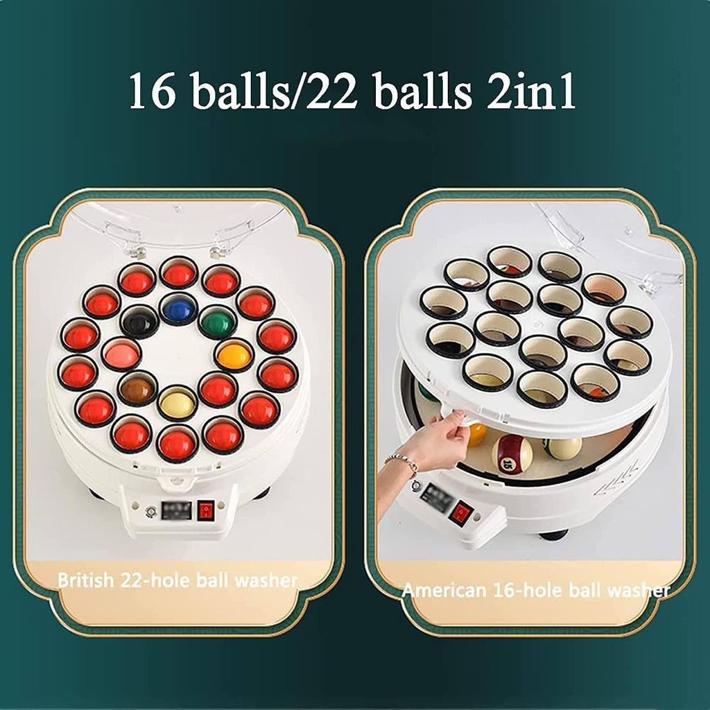 CHRISK Polisseuse de Boules de Billard, Machine de Nettoyage de Billard 2 en 1, Machine à Laver de Polissage Automatique 16/22 plaques de Boules