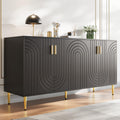 Buffet au design ondulé unique avec poignées et pieds dorés pour un coin repas élégant (noir, 152 x 40 x 75 cm)