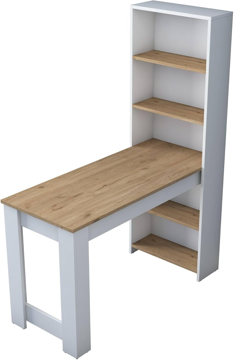 Dmora - Table Fixe Talitha, étagère de Cuisine, Console pour Salle à Manger, étagère rectangulaire Fixe, 120x54h154 cm, Noyer et Blanc
