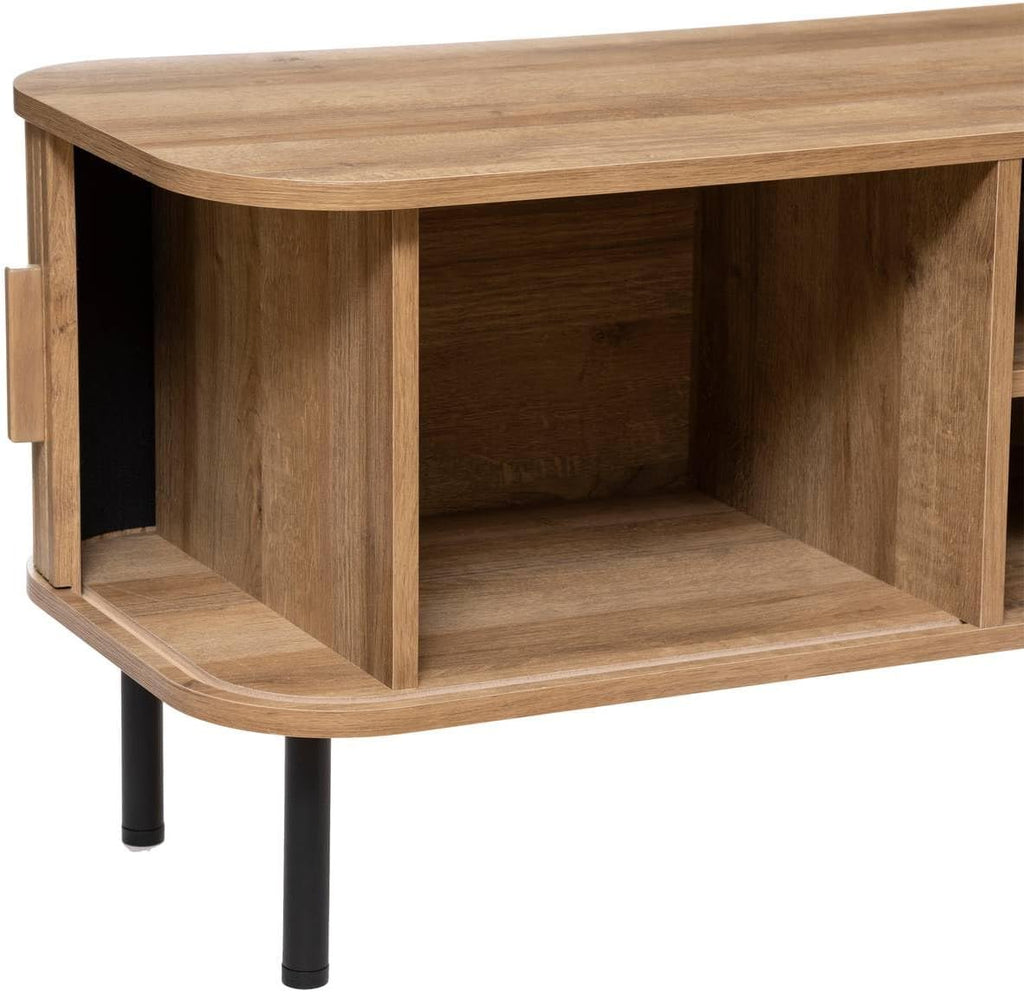 Atmosphera Créateur d'Intérieur - Meuble TV Colva 2 Portes Coulissantes - Étagère Ajustable - Rangement 4 Cases pour Salon, Chambre - H46 x L140cm