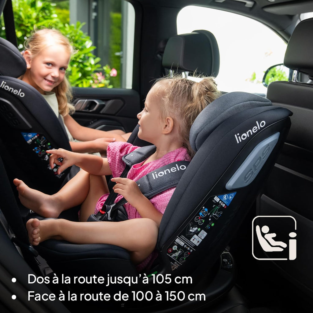 LIONELO Bastiaan RWF i-Size Siège Auto Pivotant 360° 0-36kg, Montage Face et Dos à la Route, ISOFIX, TopTether, Réglage de l'Appui-tête, de la Ceinture de Sécurité et du Dossier