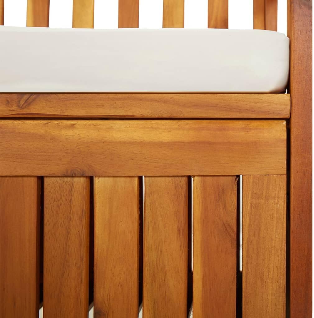 vidaXL Banc de Rangement avec Coussin, Siège avec Rangement, Canapé Rembourré, Meuble de Intérieur et Extérieur, Marron Bois d'Acacia Massif