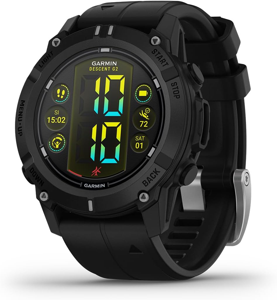 Descent G2 - Montre GPS connectée avec Ordinateur de plongée - Noir avec Bracelet Noir