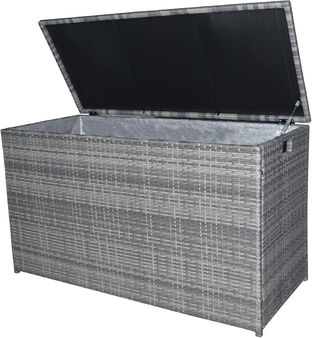 Teamson Home Coffre de Jardin Rangement extérieur avec Couvercle et Grande capacité 700L résistant aux intempéries Gris PT-OF0010G