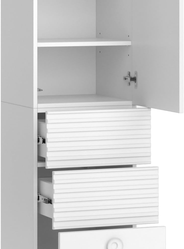 Vicco Meuble de Rangement de Salle de Bain Sola, Blanc, 40.2 x 192.4 cm avec Porte et tiroirs