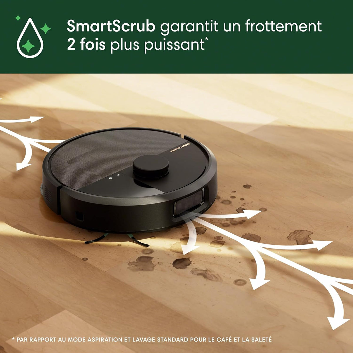 iRobot Roomba Plus 505 Combo Robot + AutoWash - Base Multifonction - Lavage et séchage à l'air Chaud des lingettes - PrecisionVision IA - LiDAR Clearview Pro - 75 Jours d'autovidage - Noir