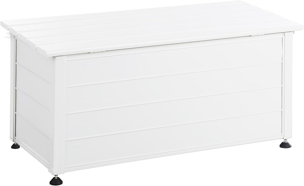 Beliani Coffre d'Extérieur de Rangement en Aluminium 113 x 50 cm Meuble de Jardin Blanc Campalto