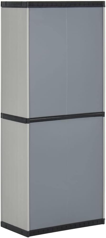 Tomostar Armoire de Rangement de Jardin, Armoire Haute à Outils Extérieur 3 étagères Gris/Noir 68x40x168cm