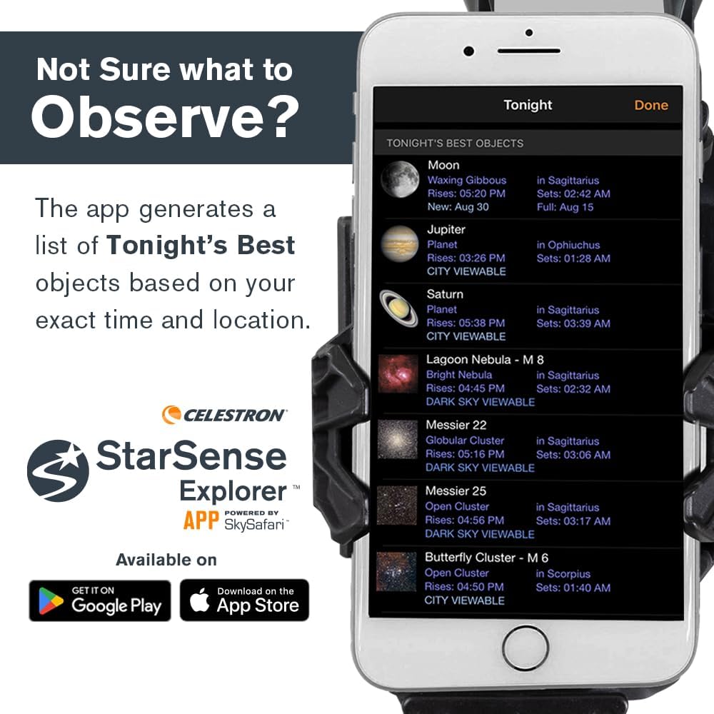 Celestron 22460 StarSense Explorer DX 102AZ Télescope réfracteur, Compatible avec Les Applications pour Smartphone, Compatible iOS/Android, Gris