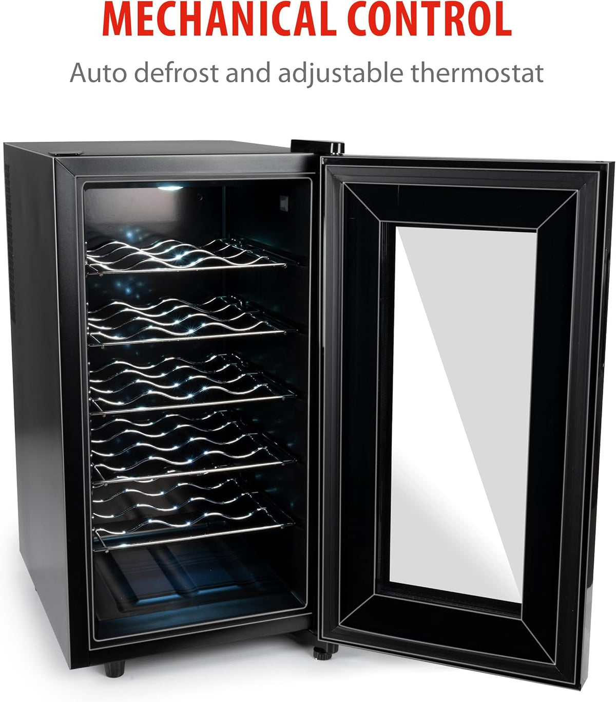 alpina Cave à Vin - 230V - 18 Bouteilles/50L - Température Réglable de 11°C à 22°C - Porte Vitrée et Éclairage Intérieur - Peu ou pas de Bruit - Noir