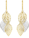 Forme di Lucchetta pour femme - Boucles d'oreilles ou chaîne avec feuille en Or Jaune 14 carats - Fabriqué en Italie Certifié