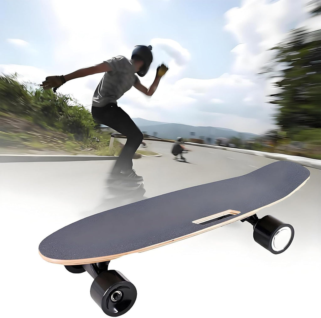 GIZMIT Skateboard électrique Tout-Terrain, Longboard électrique avec télécommande, Moteur de moyeu de 450 W, Vitesse maximale de 24 km/h, autonomie de 13,2 km, 3 Vitesses réglables