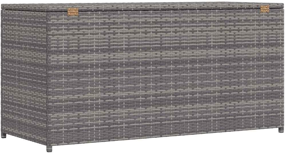 vidaXL Boîte de Rangement de Jardin Coffre de Rangement Banc de Stockage Patio Terrasse Extérieur Gris 120x50x60 cm Résine Tressée