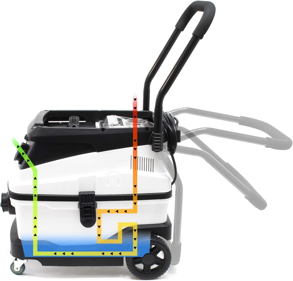 WilTec Aspirateur Eau et poussière - 1600 W/capacité 30 L - Triple étape de Filtration & Fonction de soufflerie - avec Accessoires - pour Aspiration sèche et Humide