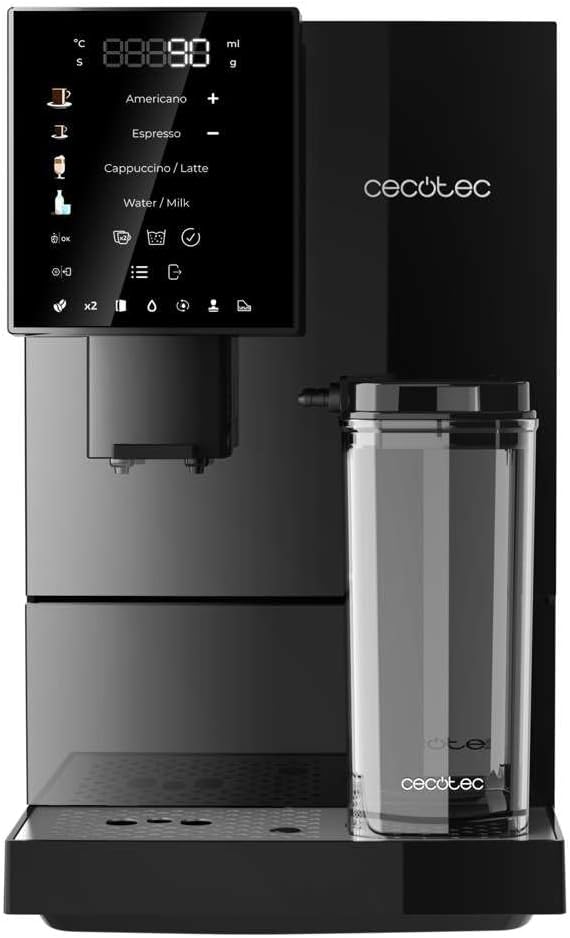Cecotec Cafetière Superautomatique Cremmaet Compactccino. 1350 W, Thermoblock, Pompe à Pression de 19 bars, Système Plug&Play, Réservoir de Café avec Moulin Intégré, Nettoyage Automatique