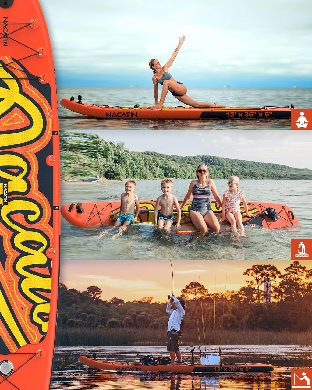 Planche de paddle familiale gonflable de 30,5 cm avec kit de conversion en kayak, kit complet de paddle pour adultes, avec pagaie simple/double, siège de kayak et autres accessoires