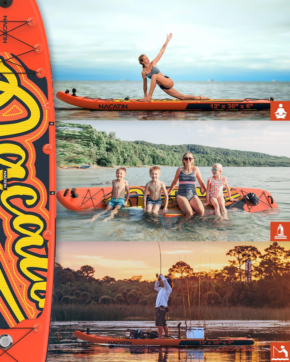 Planche de paddle familiale gonflable de 30,5 cm avec kit de conversion en kayak, kit complet de paddle pour adultes, avec pagaie simple/double, siège de kayak et autres accessoires