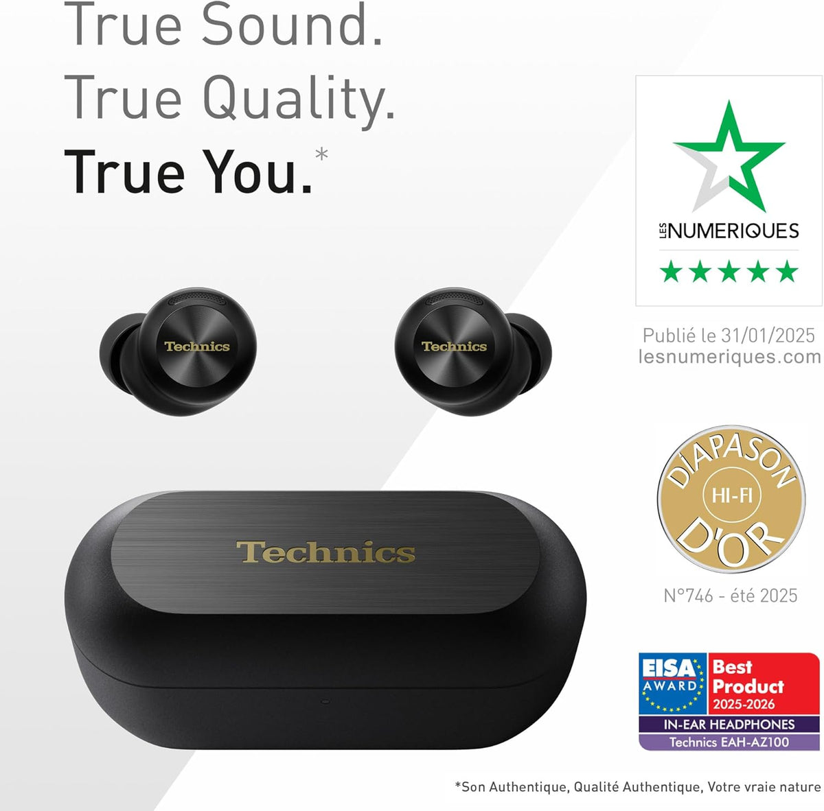Technics EAH-AZ100E-K Écouteurs sans Fil avec Réducteur de Bruit, Bluetooth Multipoint, Voice Focus AI, Écouteurs Intra-Auriculaire Confortables, Noir