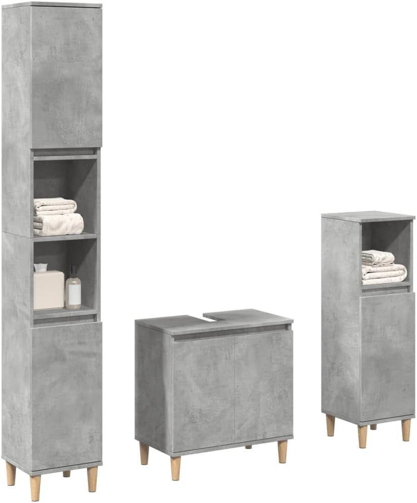 vidaXL Ensemble de Meubles de Salle de Bain 3 pcs Gris béton