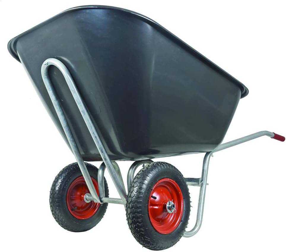 Vigor Brouette avec 2 roues, caisse noire en plastique, capacité 240 lt
