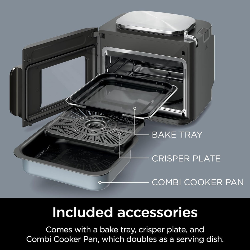Ninja Multicuiseur tout-en-un combiné, four et friteuse à air, repas complets en 15 minutes, fonctions 14 en 1, cuisinière combinée + friture à air, cuire, rôti, cuisson lente et plus encore, 3