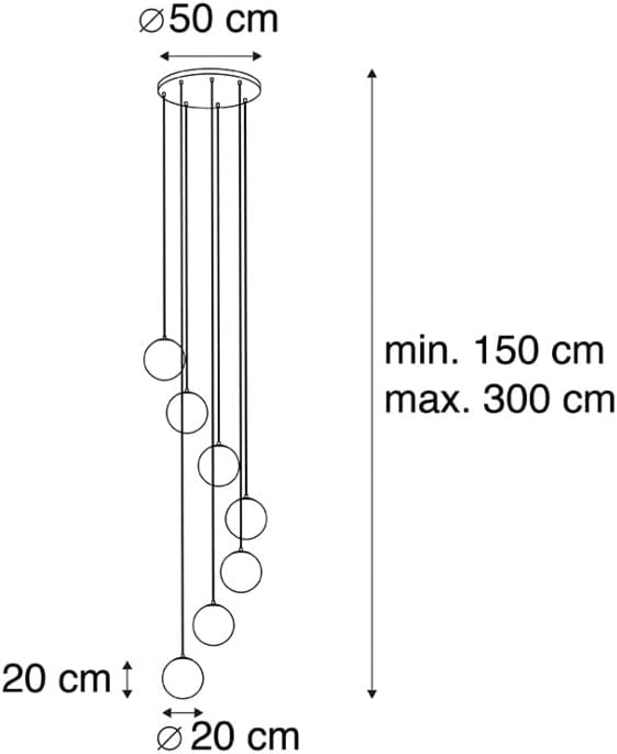 Qazqa pallon - Grande suspension - 7 lumière - diamètre 65 cm - Noir et Or - Art Deco - éclairage intérieur - Salon I Chambre I Cuisine I Salle à manger