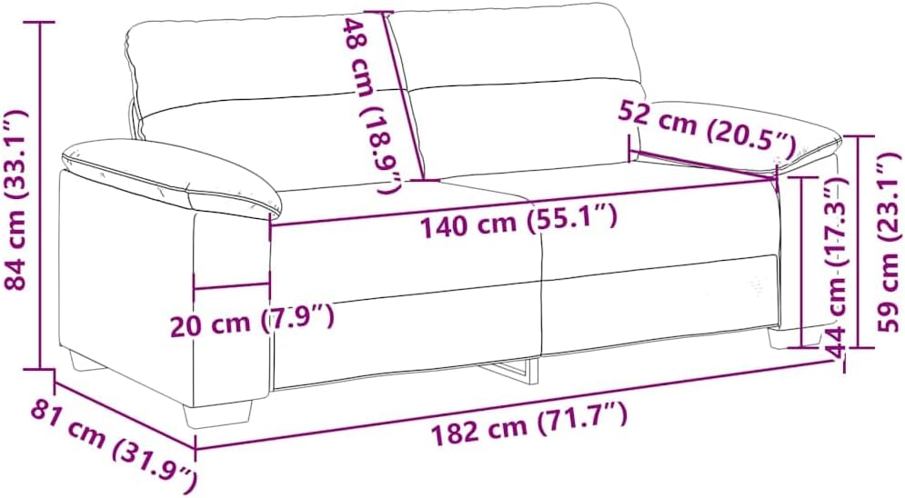 vidaXL Canapé à 2 Places Noir 140 cm Tissu