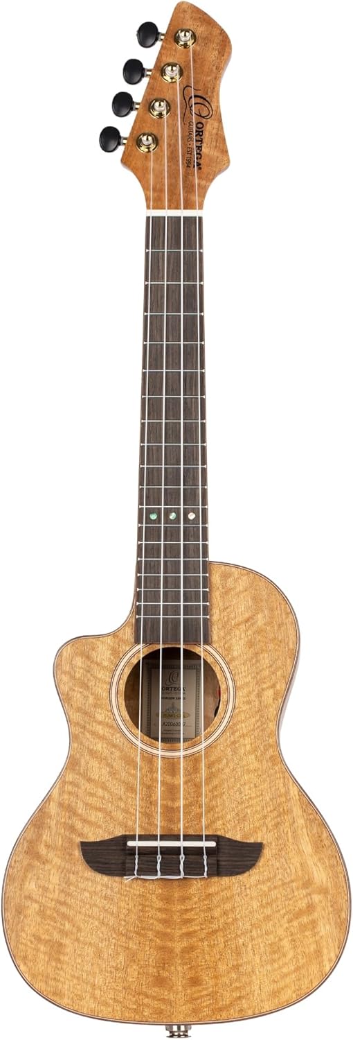 Ortega Guitars Ukulélé Concert Gaucher – Électro-Acoustique – Série Horizon – Housse Incluse – Manguier, Naturel (RUMG-CE-L)