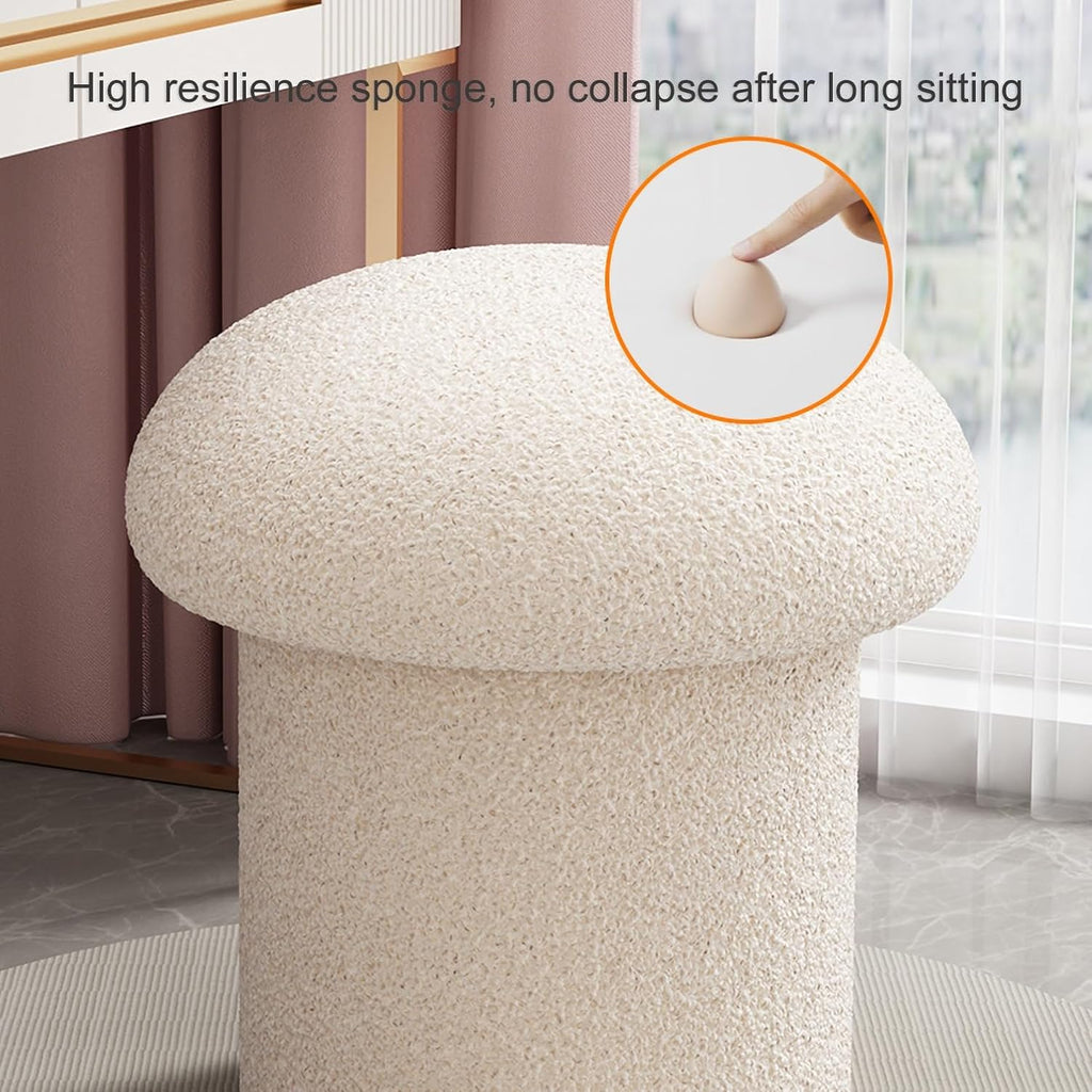 Tabouret de coiffeuse compact en forme de champignon – Design robuste et confortable pour chambre à coucher confortable, décoration élégante, sièges peu encombrants, idéal pour le maquillage et la