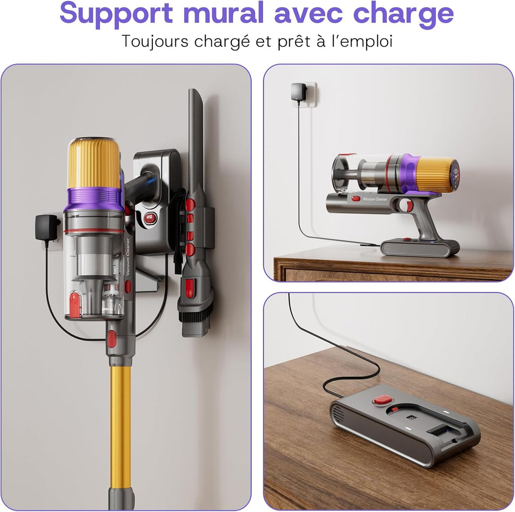 V16 Aspirateur Balai sans Fil 55Kpa/600W/80Mins, Aspirateur sans Fil Puissant, Écrans Tactiles LED, Mode Automatique, Brosse Anti-Emmêlement pour Tapis, Sols Durs et Poils d'animaux