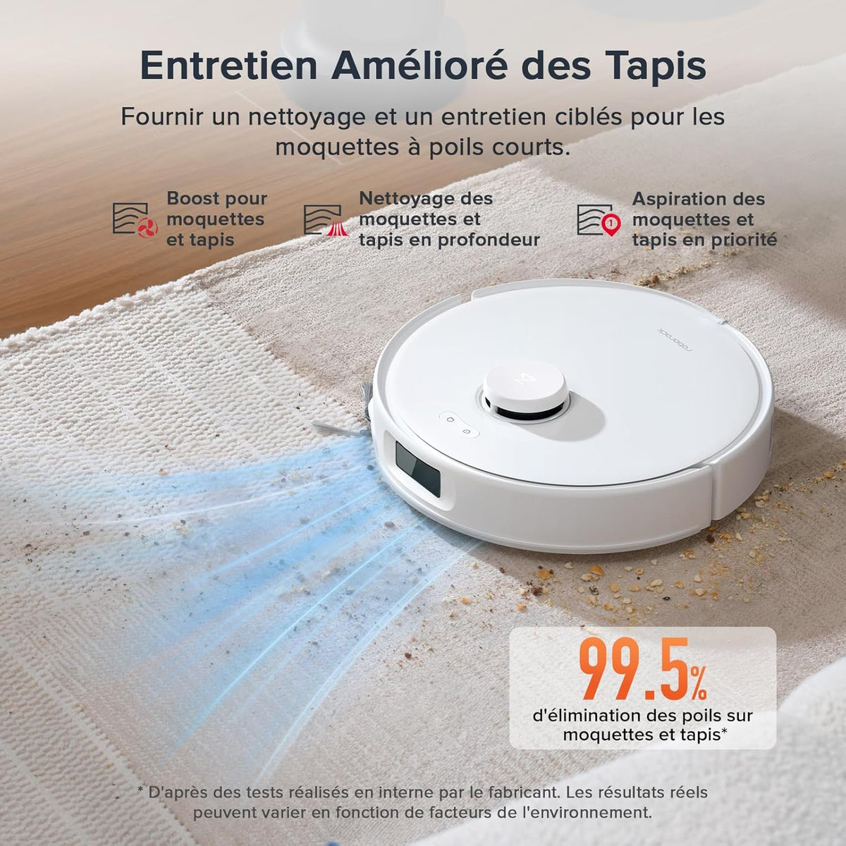 roborock Qrevo Curv S5X Robot Aspirateur Laveur, 18 500 Pa, Anti-enchevêtrement, Brosse et Serpillière Extensibles, 75℃ Lavage de Serpillière à l'eau Chaude, Station Multifonctionnelle 3.0, APP