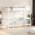 vidaXL Lit Superposé avec Bureau, Lit Mezzanine avec Sommier à Lattes pour Enfant, Meuble de Chambre, Moderne, Blanc 90x200 cm Bois de Pin Massif