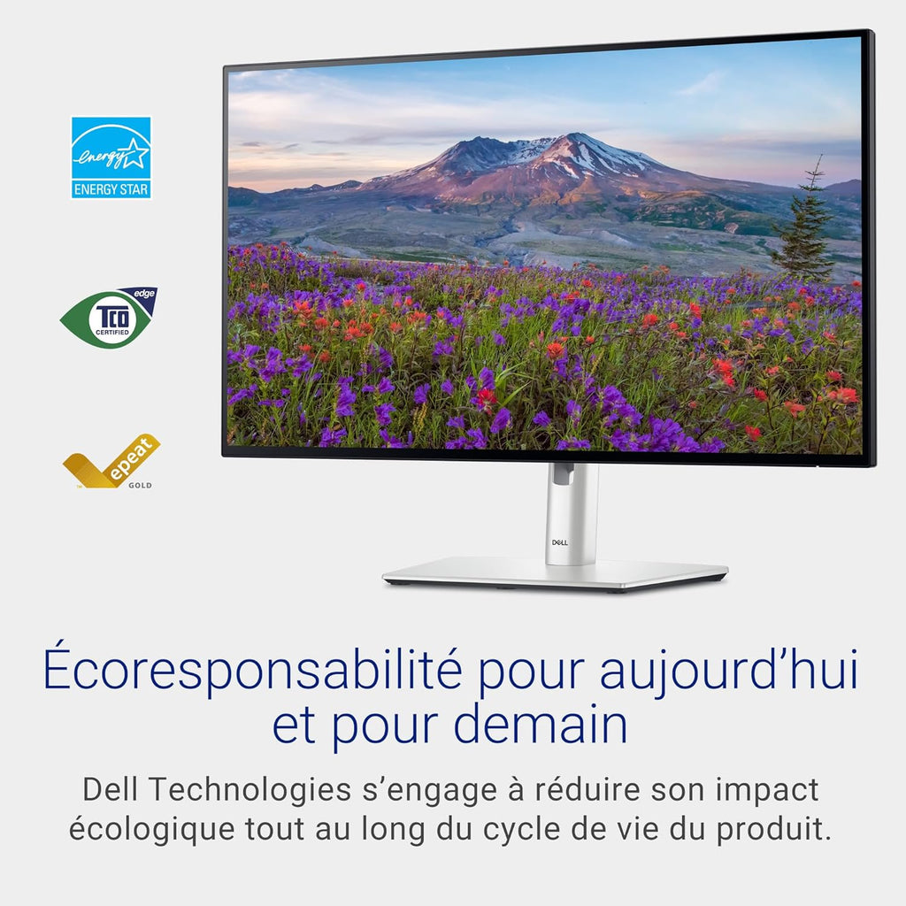 U2724D UltraSharp 27" QHD (2560x1440) Écran PC, 120Hz, IPS Black, 5ms, 98 pour cent DCI-P3, 2X USB-C, 2X DisplayPort, HDMI, 3X USB, Garantie 3 Ans, Argent