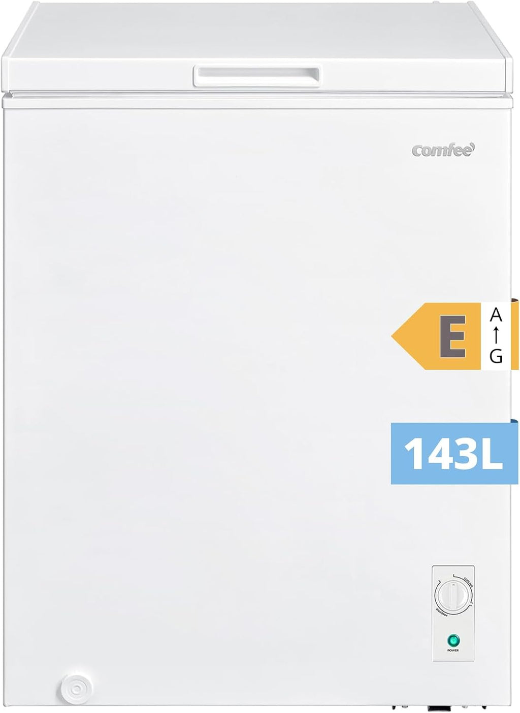 RCC146WH2EU(E) Congélateur coffre autonome 143L convertible congélateur/réfrigérateur, compresseur inverter, 4 étoiles, adapté aux dépendances, garages et abris, blanc [Classe énergétique E]
