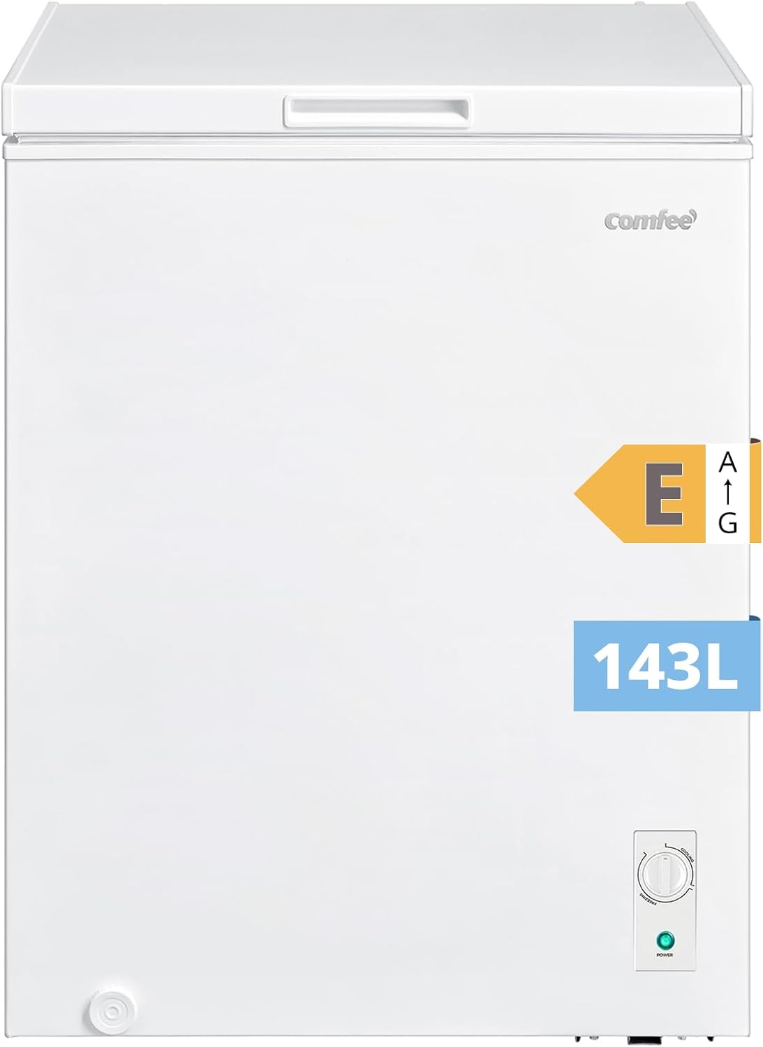 RCC146WH2EU(E) Congélateur coffre autonome 143L convertible congélateur/réfrigérateur, compresseur inverter, 4 étoiles, adapté aux dépendances, garages et abris, blanc [Classe énergétique E]