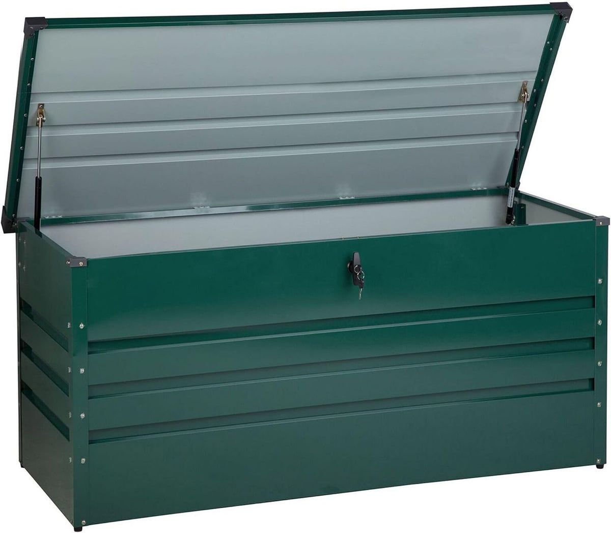 Beliani Coffre de Rangement Extérieur 132 x 62 cm 400 Litres en Acier Galvanisé Vert Idéal pour les Accessoires de Jardin Durable et Décoratif