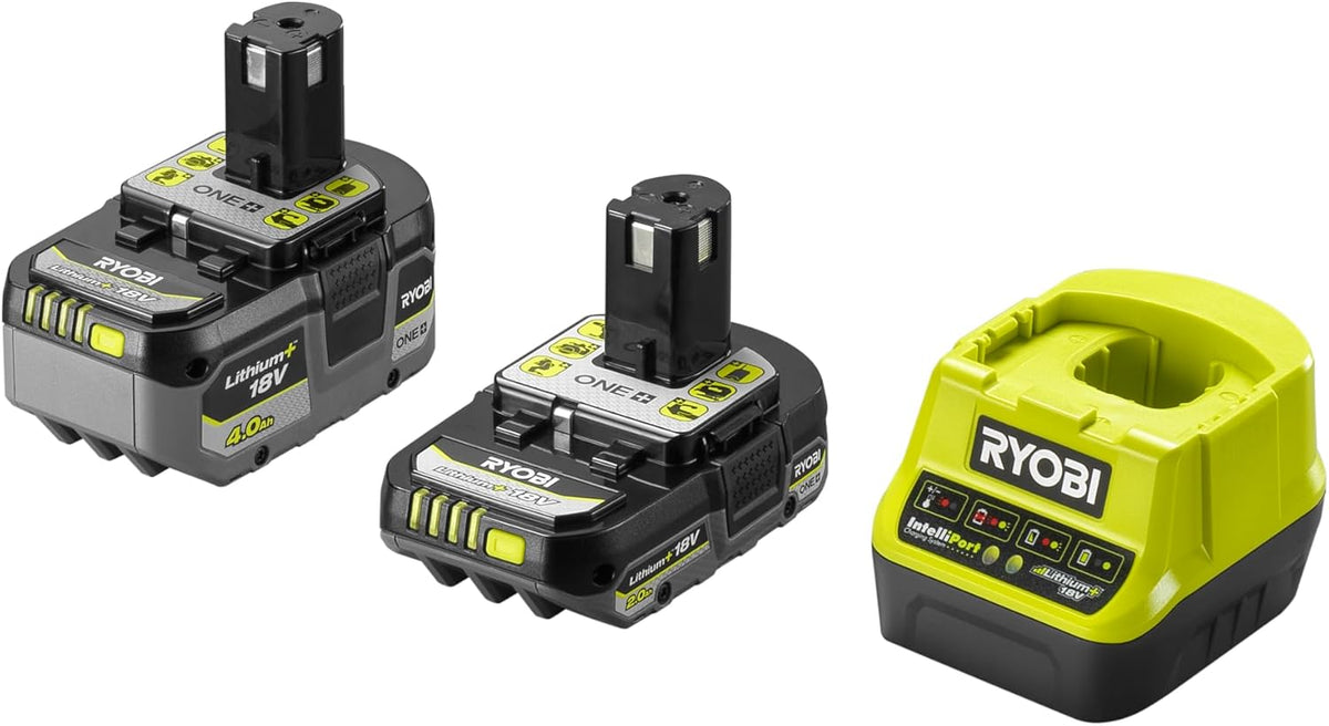 Kit 6 outils 18V ONE+ : Perceuse percussion, Scie sauteuse, Ponceuse triangulaire, outil multi-fonction, Scie circulaire, Aspirateur - batterie 1x4Ah, 1x2Ah, chargeur, sac - RCK186O-242SZL
