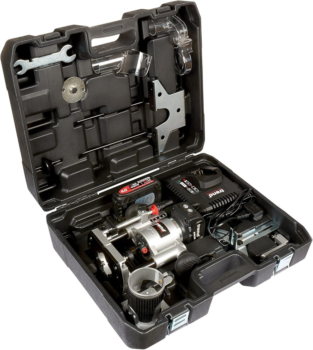 Trend Kit de défonceuse sans balais T18S 18V 8mm 1 batterie 4Ah et chargeur rapide , T18S/R14K1/E