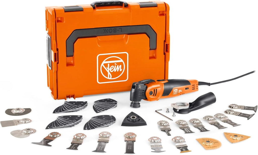 FEIN Multimaster MM 700 Max Top,MultiTool puissant rapide avec plus de 60 accessoires, Motor FEIN 450 W, système anti-vibration, Porte-outil StarlockPlus, Changement d’accessoire QuickIN