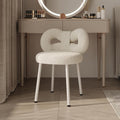 Tabouret de coiffeuse avec dossier réglable et nœud papillon - Chaise de maquillage sans accoudoirs pour chambre de fille - Élégant siège de coiffeuse avec coussinets de pieds - Blanc