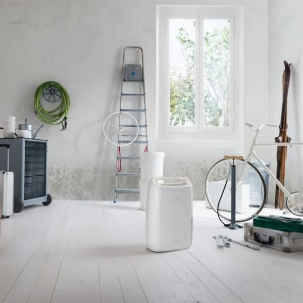 De’Longhi Tasciugo AriaDry - Déshumidificateur Portable pour la Maison, Filtration à 3 Actions, Élimination de l'Humidité 12L/24h, Séchage, Anti-Moisissure, Silencieux, Blanc (DEX212SF)
